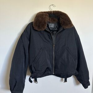 VINTAGE 90s Lizwear Liz Claiborne Bomber Jacket, Black Aviator • Medium Petite